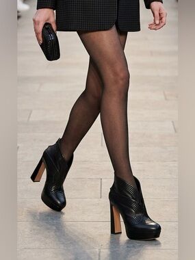 MRKT Black leather booties, 5” wide heel, 1” platform, excellent condition, 9